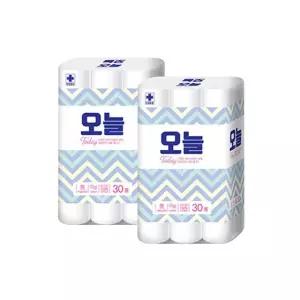 오늘 천연펄프 3겹 화장지 30롤 x 2팩 (총 60롤)