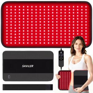 SABILER 24 u2019 x 13.8 대형 레드 라이트 테라피 패드, 타이머가 있는 260개의 LED 매트, 어깨 관절 근육통 를 위한 32W 근적외선