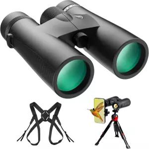 쌍안경 하네스 스트랩 휴대폰 어댑터 및 삼각대가 장착된 15X45 HD 성인용 야생동물 조류 관찰 크루즈 선박