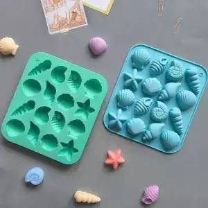초콜릿 실리콘 몰드 3D 조개 해양 동물 모양 6구 케이크 장식 푸딩 젤리 베이킹 용품 DIY 도구