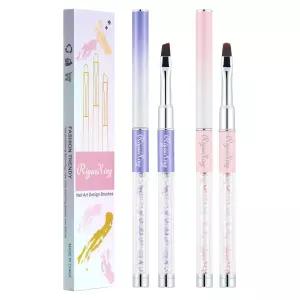 2PCS 네일 아트 청소 브러시 - 큐티클의 폴란드 실수를 평평한/각형 및 DIY 디자인 페인팅