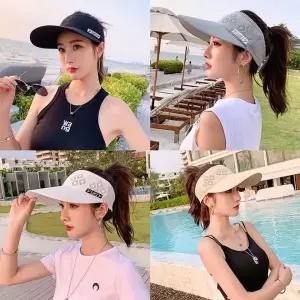 [하프클럽/]다이아 스포츠 밴딩 선캡 모자 썬캡 여름 밀짚 왕골 나들이 여성