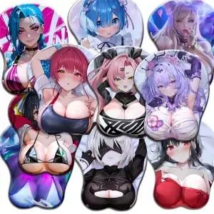 손목 받침대 3D 가슴 모양 부드럽고 매끄러운 실리콘 마우스 패드 게임 팬 아트 컴퓨터 주변기기 사무용