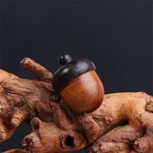 개 미니 원목 알약 케이스 휴대용 보관 밀폐형 도토리 모양 백단향 약통 컨테이너 키 체인 약병