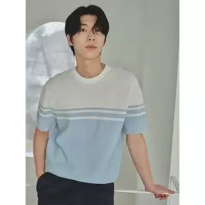 [하프클럽/폴햄]남성) 라운드넥 블록 반팔 니트_PHF2ER1030