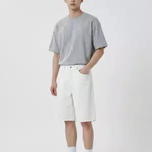 [옷자락]남자 면버뮤다 와이드핏 여름 데일리 흰색 반바지