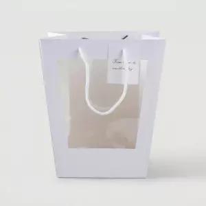 투명창 꽃다발 쇼핑백 25x28x18.5cm 화분 선물 가방 꽃집 플라워 꽃가게 제품 포장 윈도우 종이가방 다회용