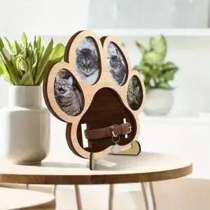고양이 발 모양 애완동물 기념 사진 앨범 탈부착 가능한 원목 프레임 장식 수제 액자