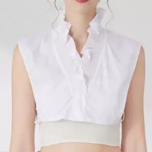 포인트 브이넥 카라 러플 레이어드 페이크