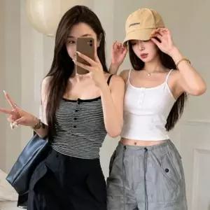 여성 여름 자켓 가디건 이너웨어 캡내장 단추 심플디자인 크롭 나시티
