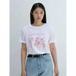 VIMUN 트레 플라워 그래픽 티_화이트 2290458