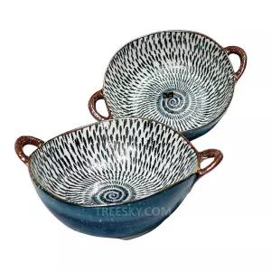 성야별밤 핸드메이드 도자기손잡이 원형귀보울중 2개세트-18cm/블루