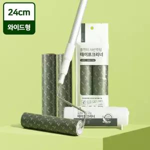 와이드 사선 긴 돌돌이 밀대 테이프 클리너 롱핸들+리필 3개