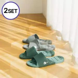 [2set] 오우투 자원순환 PVC 클레이 슬리퍼 실내화 욕실화 미끄럼방지 OYSTER 부부 커플 욕실화