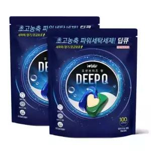 딥큐 3in1 오션브리즈 100개+100개 캡슐세제 실내건조 고농축 세탁 세제