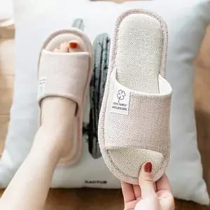 린넨 거실 실내화 사무실 슬리퍼 여름 통기성 미끄럼방지 남성 여성