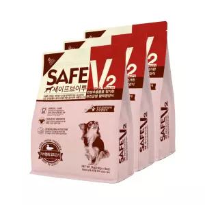 세이프브이투 500달톤 가수분해 저알러지 덴탈케어 장건강 강아지사료 오리 2kg 3개