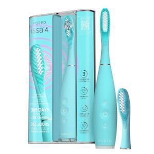 FOREO ISSA 4 전동 칫솔 u2013 4-in-1 충전식 추가 브러시 헤드 부드러운 칫솔모 오래 사용 가능 부드러운 청소 - Artic Blue