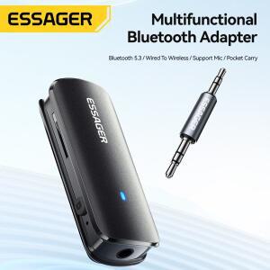 호환 Essager 다기능 블루투스 5.3 어댑터 3.5mm 잭 Aux 무선 스테레오 이어폰 전화 TV 차량용 오디오 수신
