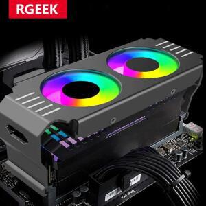 플래시 RGEEK 컴퓨터 RAM 메모리 모듈 쿨러 PC D4 D5 듀얼 120mm 팬 ARGB 동기화 PWM 알루미늄 냉각 라디에