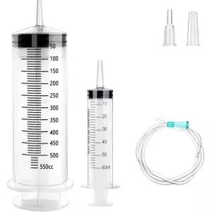 공업용 대형주사기 100mL~500mL 잉크충전 실험용 호스 + 석션팁 포함
