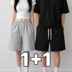 AnnLine 버뮤다 팬츠 와이드 트레이닝 면 반바지 남자 여성 6부 7부