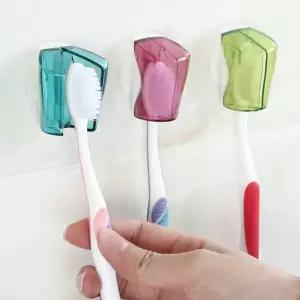 3Pcs 멀티컬러 칫솔 홀더 여행용 헤드 커버 석션 컵 욕실 벽걸이 욕실용 흡착 거치대 랙 방진 캡 액세서리