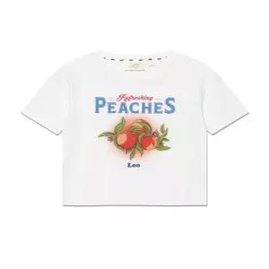 리 LEE 우먼 피치스 그래픽 크롭 티셔츠 화이트