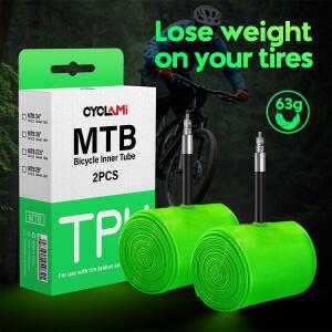 CYCLAMI 초경량 자전거 내부 튜브 26 27.5 29 인치 MTB TPU 소재 타이어 45mm 프랑스어 밸브 슈퍼 라이트