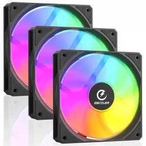 GSCOLLER FA120B ARGB PC 팬 3팩 PWM 스마트 속도 제어 및 데이지 체인 디자인의 조용한 120mm 컴퓨터