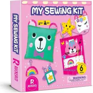 4-8세 용 RUKERCO 재봉 키트 6가지 쉬운 DIY 펠트 프로젝트가 포함된 첫 초급 예술 및 공예품 배우기