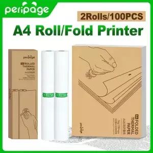 페리페이지 00매 접이식 A4 감열 프린터 용지 오래 지속 85 x 인치 A40 PocketJet RT MT800 호환