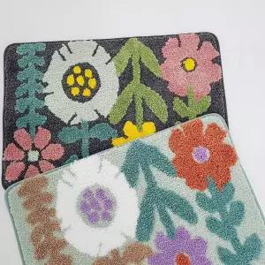 뽀송이 두툼 플라워매트 현관매트 45x65cm 밀림방지매트 현관매트 (WD5356F)