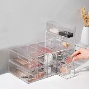 고품질 네일아트 투명 아크릴 서랍형 4단 뷰티 브러쉬 보관함 (WD73862)