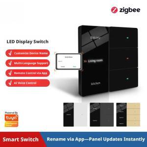 Tuya Smart Life Zigbee 스마트 LED 디스플레이 스위치는 다중 언어 설정을 지원합니다. APP 원격 제어 AI