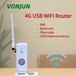 VONJUN 4G 와이파이 모뎀 UFI CRC9 외부 안테나 USB LTE 모바일 핫스팟 휴대용 SIM 카드 라우터 U6
