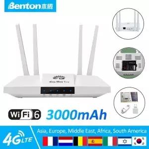 벤톤 언락 WiFi6 4G SIM 라우터 3000mAh USB 전원 휴대용 모바일 여행용 3G 5G 카드 사용 가능