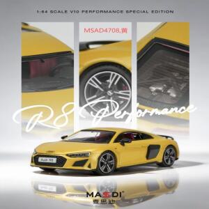 로렌지MASSDI 1/64 스케일 R8 V10 쿠페 퍼포먼스 합금 자동차 모델 클래식 성인 기념품 선물 취미 및 장난