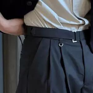 남자 바지 캐주얼 가을 오피스룩 정장 금속 일자 통 장식 패피3