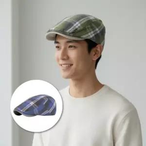 봄 남성 체크 무늬 데일리 베레모 헌팅캡 여름 모자