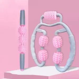 핑크색 마사지롤 스틱 스트레칭롤러 종아리 셀프 마사지롤러볼
