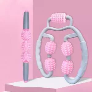 [콩심팥심]핑크색 마사지롤 스틱 스트레칭롤러 종아리 셀프 마사지롤러볼