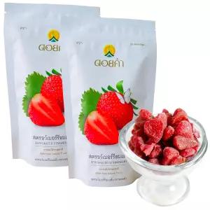 프리미엄 건조 딸기 진짜 과일 식물성 고급 태국산 140g/4.93온스(2팩)로 만든 건강한 이동 중 간식