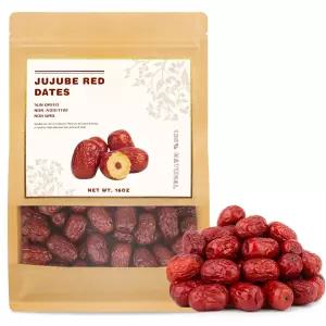 프리미엄 대추 레드 1LB/16온스 건조 큰 단 과일 방부제 없음 차 수프 베이킹 및 오트밀을 위한 천연