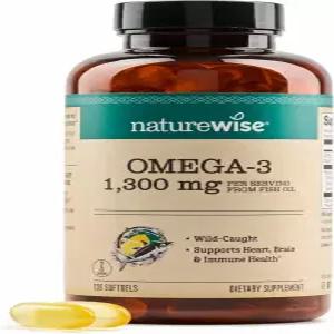 네이처와이즈 울트라 오메가 3 어유 2200mg 중성지방 형태 레몬 맛 야생에서 잡은 EPA DHA 버플리스 비GMO