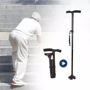 휴대용 접이식 지팡이 LED 경량 네발 노인 어르신 노인지팡이 (WEE8DC6)