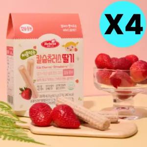 베베스트 처음먹는 칼슘 츄러스 딸기 국산 쌀과자 4개