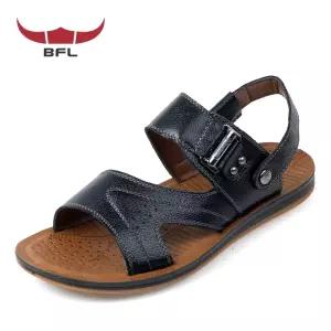 BFL 블랙 남성 캐주얼 가죽 샌들 슬리퍼 겸용 301