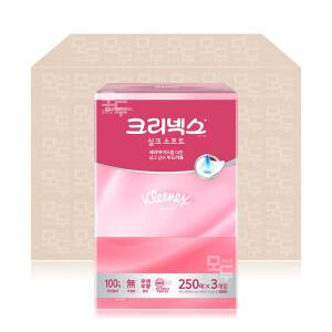 크리넥스 실크소프트 각티슈 (250매x3입)x6팩 /미용티슈