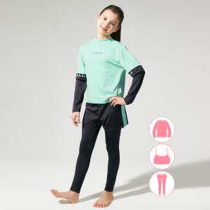 베이직엘르 여아동 민트 래쉬가드 워터레깅스 비치반바지 세트 BEG-Y601T